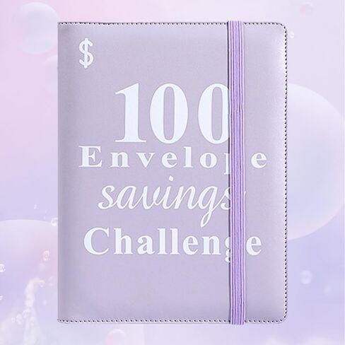 TOBATOBA 100 مغلف تحدي توفير المال، كتاب تحديات التوفير مقاس A5 مع مظاريف، مجموعة أدوات حفظ التوفير لتحدي المغلف النقدي، طريقة سهلة وممتعة لتوفير 5,050 دولارًا، أرجواني in Kuwait