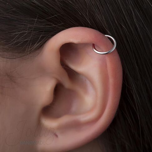 14k Gold Cartilage Earring - 18 Gauge Gold Filled Earring with 8mm Piercing Hoop - Handmade Gold Cartilage Earring Hoop for Women in Saudi Arabia