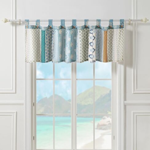 ستارة نافذة ثاليا من جرينلاند هوم - مزخرفة بالمخمل - طراز Tab Top - مبطن - 84 عرض × 21 لتر، أزرق in Kuwait