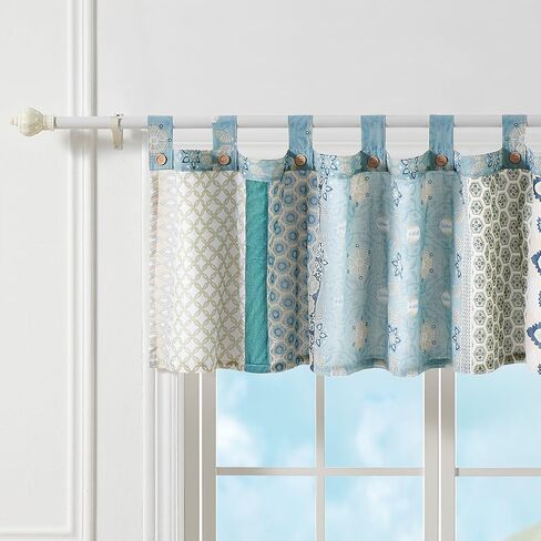 ستارة نافذة ثاليا من جرينلاند هوم - مزخرفة بالمخمل - طراز Tab Top - مبطن - 84 عرض × 21 لتر، أزرق in Kuwait