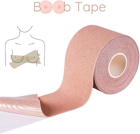 Boob Tape Boobtape لرفع الثدي | شريط الجسم للضغط والشكل | تعمل بشكل رائع مع حمالة الصدر اللاصقة بدون ظهر أو حمالة الصدر بدون حمالات | شريط بوب. شريط رفع الثدي، شريط رفع الثدي باللون البيج in Saudi Arabia
