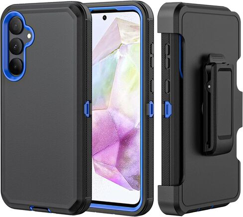 Phone Case for Samsung Galaxy A35 5G case,Heavy Duty Hard Shockproof Armor Protector Case Cover with Belt Clip Holster for Samsung A35 5G Phone Case (Black) in Saudi Arabia