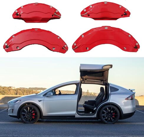 مجموعة أغطية الفرجار مكونة من 4 قطع متوافقة مع ملحقات Tesla Model X Model S 2022 2023 2024، وأغطية الفرجار الأمامية والخلفية، تناسب طراز Tesla X 2023 2024 in Kuwait