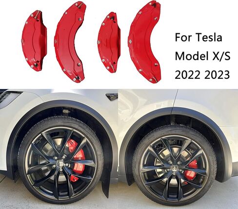 مجموعة أغطية الفرجار مكونة من 4 قطع متوافقة مع ملحقات Tesla Model X Model S 2022 2023 2024، وأغطية الفرجار الأمامية والخلفية، تناسب طراز Tesla X 2023 2024 in Kuwait