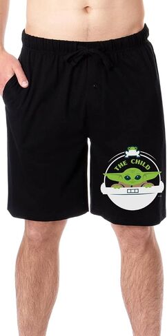 Star Wars Mens' Mandalorian The Child Show Series Baby Yoda Grogu Sleep Pajama Shorts (XXX-Large) Black in Saudi Arabia