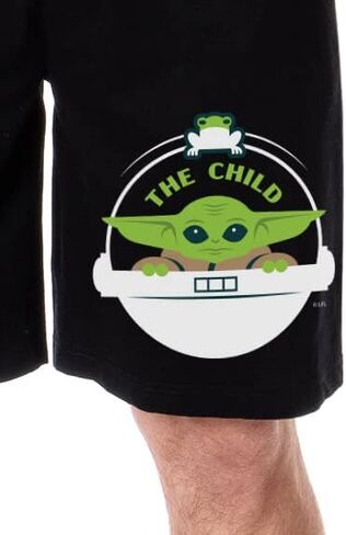 Star Wars Mens' Mandalorian The Child Show Series Baby Yoda Grogu Sleep Pajama Shorts (XXX-Large) Black in Saudi Arabia