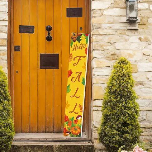 Olgaa Hello Summer Fall Wooden Porch Sign 47" Large Welcome Standing Sign Tulip Front Door Sign Decor for Front Porch Vertical Standing Farmhouse Summer Fall Decorations for Outdoor Garden Home Yard in Saudi Arabia
