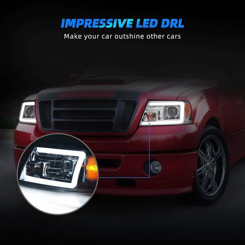 AUTOSAVER88 Headlight Assembly Compatible with 2004 2005 2006 2007 2008 Ford F-150 Passenger and Driver side Black Housing Clear Lens Amber Reflector in Saudi Arabia