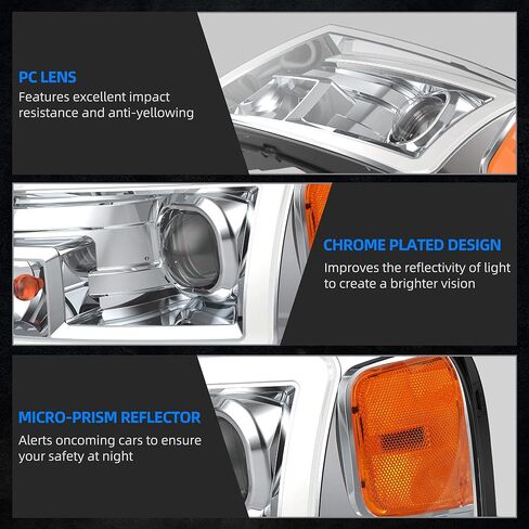 AUTOSAVER88 Headlight Assembly Compatible with 2004 2005 2006 2007 2008 Ford F-150 Passenger and Driver side Black Housing Clear Lens Amber Reflector in Saudi Arabia