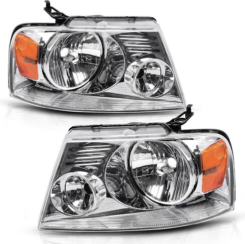 AUTOSAVER88 Headlight Assembly Compatible with 2004 2005 2006 2007 2008 Ford F-150 Passenger and Driver side Black Housing Clear Lens Amber Reflector in Saudi Arabia