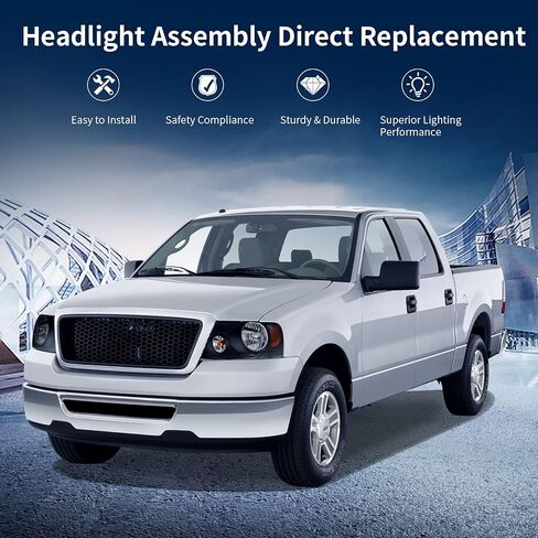 AUTOSAVER88 مجموعة مصابيح أمامية متوافقة مع 2004 2005 2006 2007 2008 Ford F-150 الركاب والسائق الجانب الكروم الإسكان in Saudi Arabia