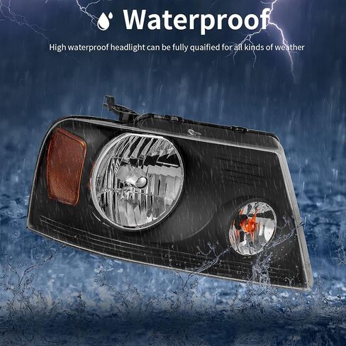 AUTOSAVER88 مجموعة مصابيح أمامية متوافقة مع 2004 2005 2006 2007 2008 Ford F-150 الركاب والسائق الجانب الكروم الإسكان in Saudi Arabia