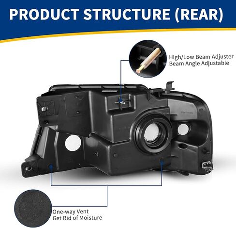 AUTOSAVER88 Headlight Assembly Compatible with 2004 2005 2006 2007 2008 Ford F-150 Passenger and Driver side Black Housing Clear Lens Amber Reflector in Saudi Arabia