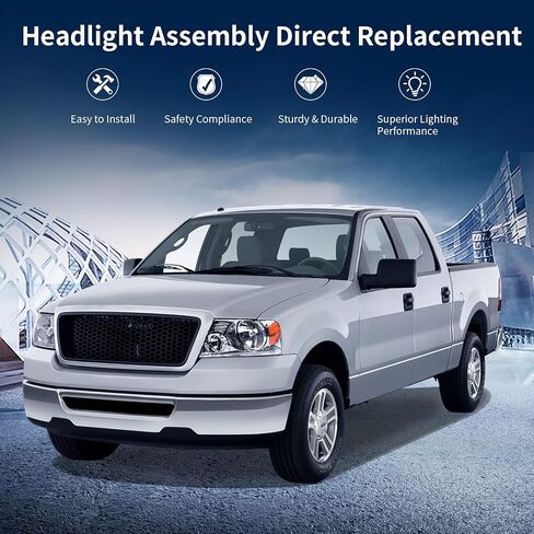 AUTOSAVER88 Headlight Assembly Compatible with 2004 2005 2006 2007 2008 Ford F-150 Passenger and Driver side Black Housing Clear Lens Amber Reflector in Saudi Arabia