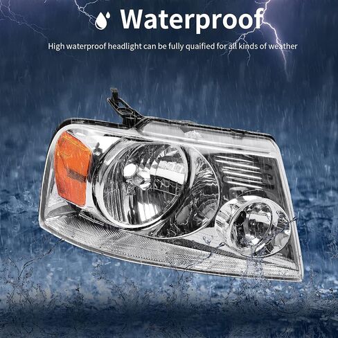 AUTOSAVER88 Headlight Assembly Compatible with 2004 2005 2006 2007 2008 Ford F-150 Passenger and Driver side Black Housing Clear Lens Amber Reflector in Saudi Arabia