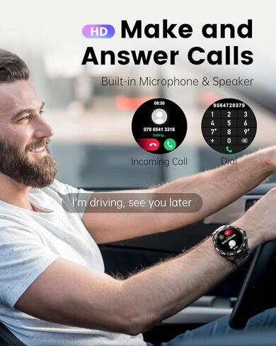 ساعة ذكية للرجال من LIGE، ساعة ذكية عالية الدقة مقاس 1.32 بوصة للرد/إجراء المكالمات، متتبع أنشطة اللياقة البدنية، مقاومة للماء IP68/معدل ضربات القلب/ضغط الدم/شاشة SpO2/عداد الخطوات، ساعات ذكية للرجال لنظام Android iOS in Kuwait