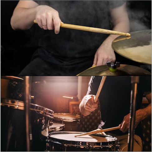 MECCANIXITY Maple Wood Drumstick Anti Slip Handle Grips 5A Black Classic Drum Stick Wood Tip for Drumming Musical Instrument Percussion in Saudi Arabia