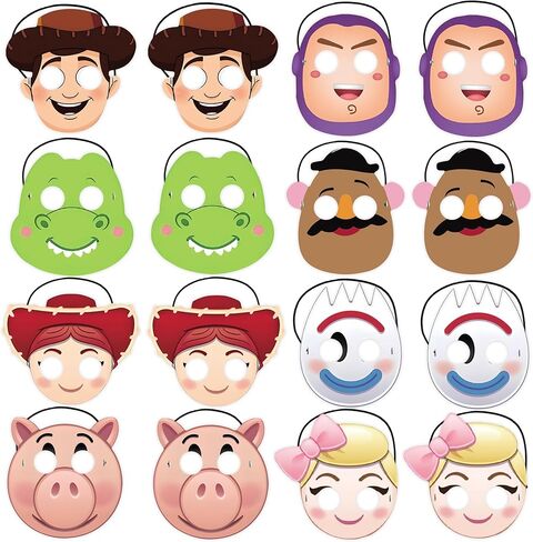 16 Pcs Toy Inspired Story Birthday Decorations, 8 Styles Toy Game Paper Masks Party Supplies, Toy Theme Birthday Party Supplies for Boys Girls Party Decoration in Kuwait