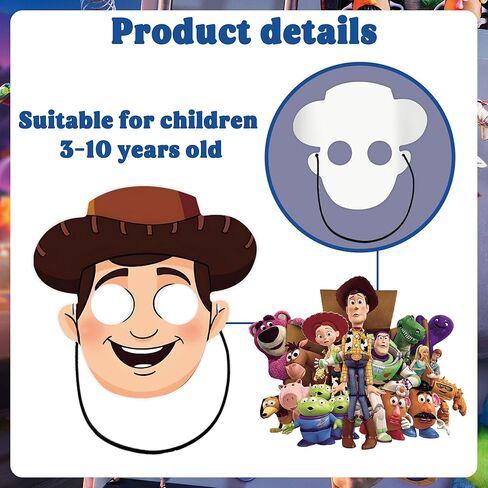 16 Pcs Toy Inspired Story Birthday Decorations, 8 Styles Toy Game Paper Masks Party Supplies, Toy Theme Birthday Party Supplies for Boys Girls Party Decoration in Kuwait