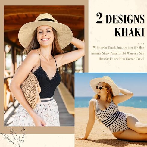 16 Pcs Beach Hats for Women Men Straw Wide Brim Sun Hats Panama Women Summer Beach Sun Wedding Hats with 2 Designs Straw Khaki Hats for Beach Wedding Party Favor Unisex Men Women Travel in Saudi Arabia