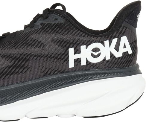 Hoka Men's Clifton 9 Sneaker, Black/White, 9 Wide in Saudi Arabia