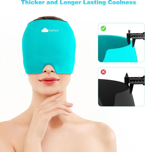 Migraine Headache Relief Cap - Ice Head Wrap with Hot Cold Gel, Headache Relief Hat for Sinus, Stress and Tension Relief, Head Ice Pack with Eye and Face Cold Compress in Saudi Arabia