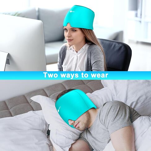 Migraine Headache Relief Cap - Ice Head Wrap with Hot Cold Gel, Headache Relief Hat for Sinus, Stress and Tension Relief, Head Ice Pack with Eye and Face Cold Compress in Saudi Arabia