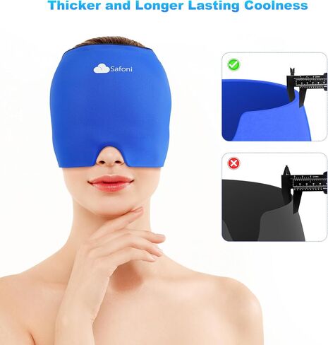 Migraine Headache Relief Cap - Ice Head Wrap with Hot Cold Gel, Headache Relief Hat for Sinus, Stress and Tension Relief, Head Ice Pack with Eye and Face Cold Compress in Saudi Arabia