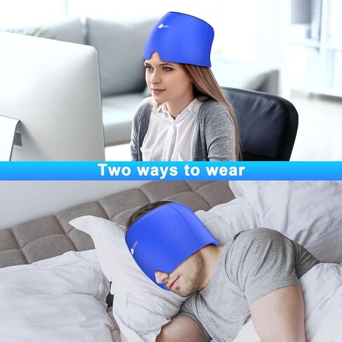 Migraine Headache Relief Cap - Ice Head Wrap with Hot Cold Gel, Headache Relief Hat for Sinus, Stress and Tension Relief, Head Ice Pack with Eye and Face Cold Compress in Saudi Arabia