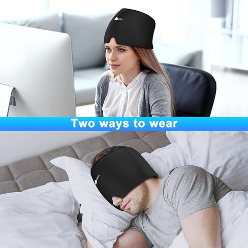 Migraine Headache Relief Cap - Ice Head Wrap with Hot Cold Gel, Headache Relief Hat for Sinus, Stress and Tension Relief, Head Ice Pack with Eye and Face Cold Compress in Saudi Arabia