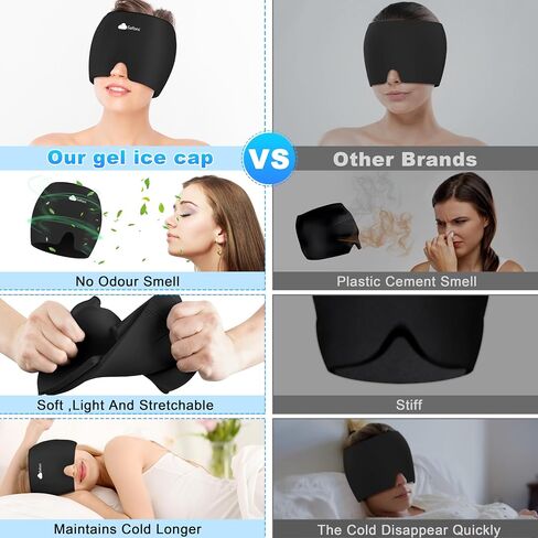 Migraine Headache Relief Cap - Ice Head Wrap with Hot Cold Gel, Headache Relief Hat for Sinus, Stress and Tension Relief, Head Ice Pack with Eye and Face Cold Compress in Saudi Arabia