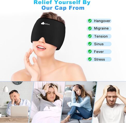 Migraine Headache Relief Cap - Ice Head Wrap with Hot Cold Gel, Headache Relief Hat for Sinus, Stress and Tension Relief, Head Ice Pack with Eye and Face Cold Compress in Saudi Arabia