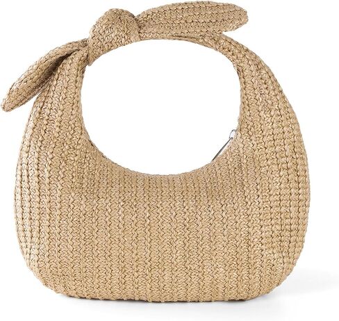 KOOIJNKO Knotted Straw Clutch Purse Bow Summer Beach Bag Dumpling Evening Handbag in Saudi Arabia