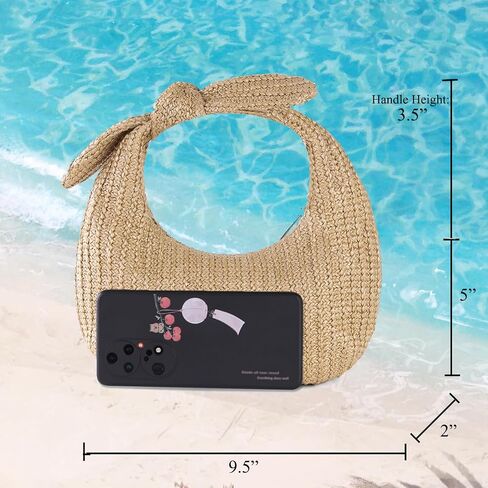 KOOIJNKO Knotted Straw Clutch Purse Bow Summer Beach Bag Dumpling Evening Handbag in Saudi Arabia