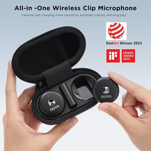 BOYA Wireless Lavalier Microphone for iPhone15 Android USB C Type-C Smartphone Laptop, Noise Cancellation, Magnetic Clip On Microphone for YouTube Vlog Video Recording Streaming Omic-U-B in Saudi Arabia