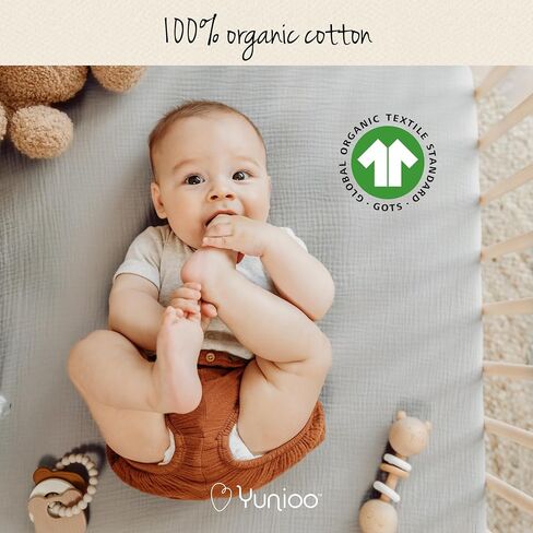 Ultrasoft Muslin Baby Crib Sheets Neutral for Boy or Girl, 100% Organic Cotton Boho Fitted Crib Sheet in 2-Pack, Universal Fit Crib Mattress Sheet Set, 52 x 28"- Cream-Brick in Saudi Arabia