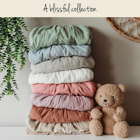 Ultrasoft Muslin Baby Crib Sheets Neutral for Boy or Girl, 100% Organic Cotton Boho Fitted Crib Sheet in 2-Pack, Universal Fit Crib Mattress Sheet Set, 52 x 28"- Cream-Brick in Saudi Arabia