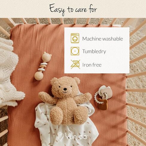 Ultrasoft Muslin Baby Crib Sheets Neutral for Boy or Girl, 100% Organic Cotton Boho Fitted Crib Sheet in 2-Pack, Universal Fit Crib Mattress Sheet Set, 52 x 28"- Cream-Brick in Saudi Arabia