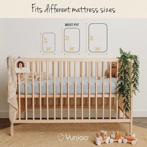 Ultrasoft Muslin Baby Crib Sheets Neutral for Boy or Girl, 100% Organic Cotton Boho Fitted Crib Sheet in 2-Pack, Universal Fit Crib Mattress Sheet Set, 52 x 28"- Cream-Brick in Saudi Arabia