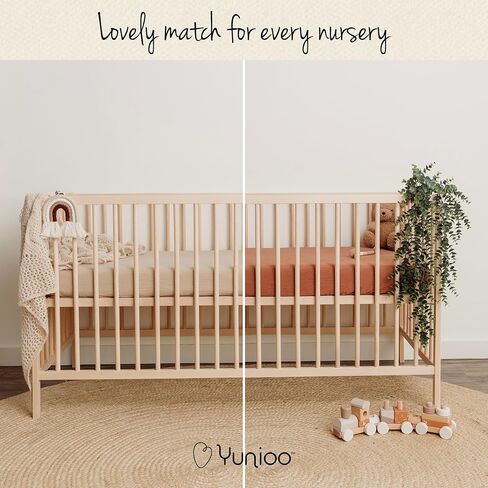 Ultrasoft Muslin Baby Crib Sheets Neutral for Boy or Girl, 100% Organic Cotton Boho Fitted Crib Sheet in 2-Pack, Universal Fit Crib Mattress Sheet Set, 52 x 28"- Cream-Brick in Saudi Arabia