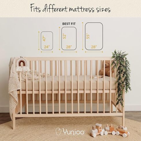 Ultrasoft Muslin Baby Crib Sheets Neutral for Boy or Girl, 100% Organic Cotton Boho Fitted Crib Sheet in 2-Pack, Universal Fit Crib Mattress Sheet Set, 52 x 28"- Cream-Brick in Saudi Arabia