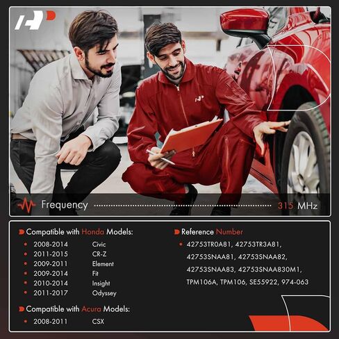 مستشعر نظام مراقبة ضغط الإطارات 315 ميجاهرتز A-Premium TPMS - متوافق مع موديلات Acura وHonda - Civic(08-14)، CRZ(11-15)، Element(09-11)، Fit(09-14)، Odyssey(11-) 17)، انسايت (10-14)، سي اس اكس (08-11) in Saudi Arabia