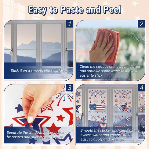 9 Sheets Patriotic Window Clings 4th of July USA Flag Stars Firework Window Stickers Retro Double-Sided Independence Day Memorial Day Window Decals Decor for Home Office Party Glass Supplies in Kuwait