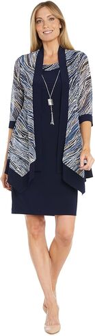 2PC Solid Sheath Dress & Printed Jacket W/Leaf Pattern in Kuwait