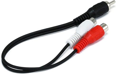 Monoprice Audio/Stereo Cable - 0.5 Feet - Black | RCA Plug/2 RCA Jack, Mono Source to Stereo System in Saudi Arabia