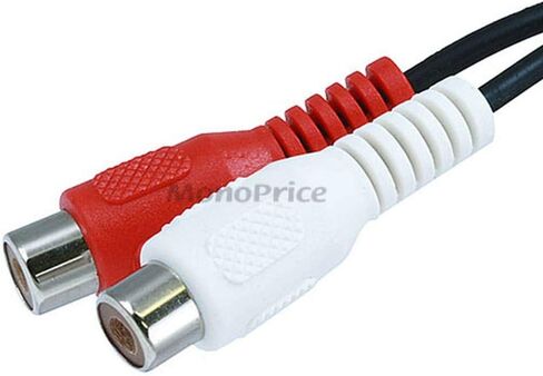 Monoprice Audio/Stereo Cable - 0.5 Feet - Black | RCA Plug/2 RCA Jack, Mono Source to Stereo System in Saudi Arabia