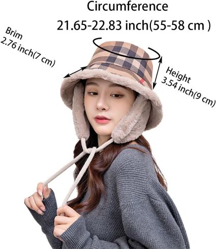 Winter Bucket Rain Hats for Women Girls with Ear Flaps Warm Autumn Fisherman Waterproof Caps in Kuwait