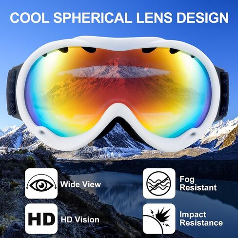 RABIGALA Ski Goggles Snow/Snowboard Goggles for Men Women Adult Youth Snowmobile Skiing Skating - 100% UV Protection Anti-fog in Kuwait