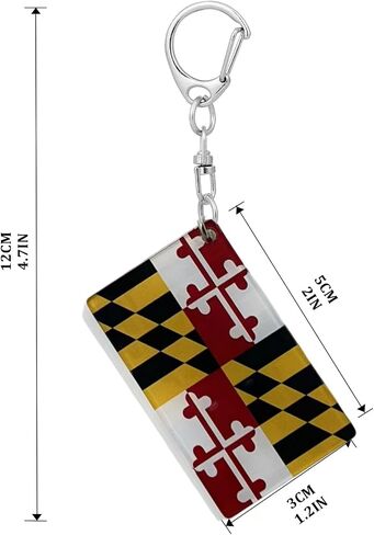 RUKlTU 3Pack American US Maryland Flag Keychain USA Maryland MD State Flags Key Ring - Double Sided Acrylic D Shape Car Key chain Gifts in Saudi Arabia