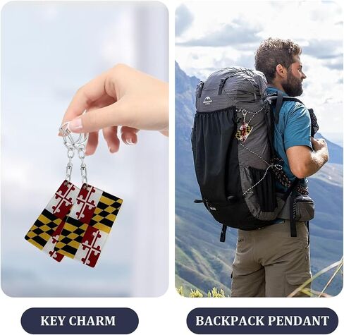 RUKlTU 3Pack American US Maryland Flag Keychain USA Maryland MD State Flags Key Ring - Double Sided Acrylic D Shape Car Key chain Gifts in Saudi Arabia